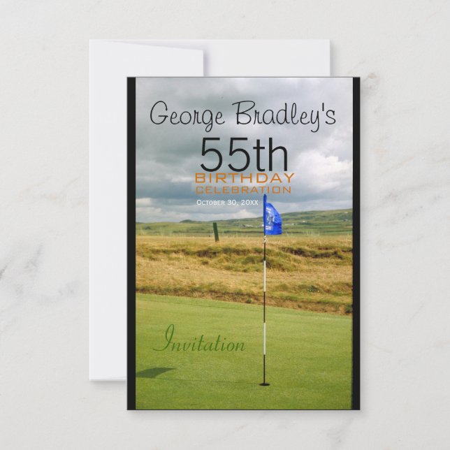 55th Birthday Celebration Golf Customizable Invite (Front)