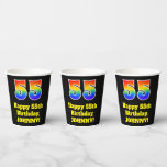 [ Thumbnail: 55th Birthday: Colorful, Fun, Exciting, Rainbow 55 Paper Cups ]