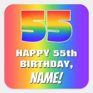 55th Birthday: Colorful, Fun Rainbow Pattern # 55