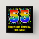 [ Thumbnail: 55th Birthday: Colorful Music Symbols, Rainbow 55 Button ]
