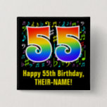 [ Thumbnail: 55th Birthday: Colorful Music Symbols, Rainbow 55 Button ]