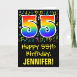 [ Thumbnail: 55th Birthday: Colorful Music Symbols + Rainbow 55 Card ]