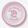 55th Birthday Cool  Number Pattern Pink/White Paper Plates