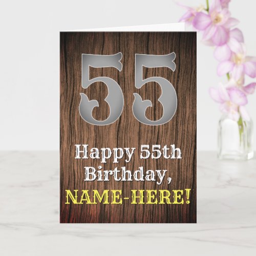 55th Birthday Country Western Inspired Look Name Card