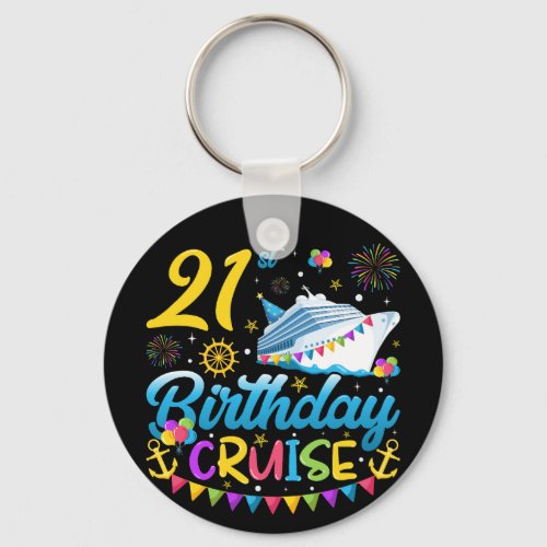 55th Birthday Cruise B_Day Party Circle Keychain