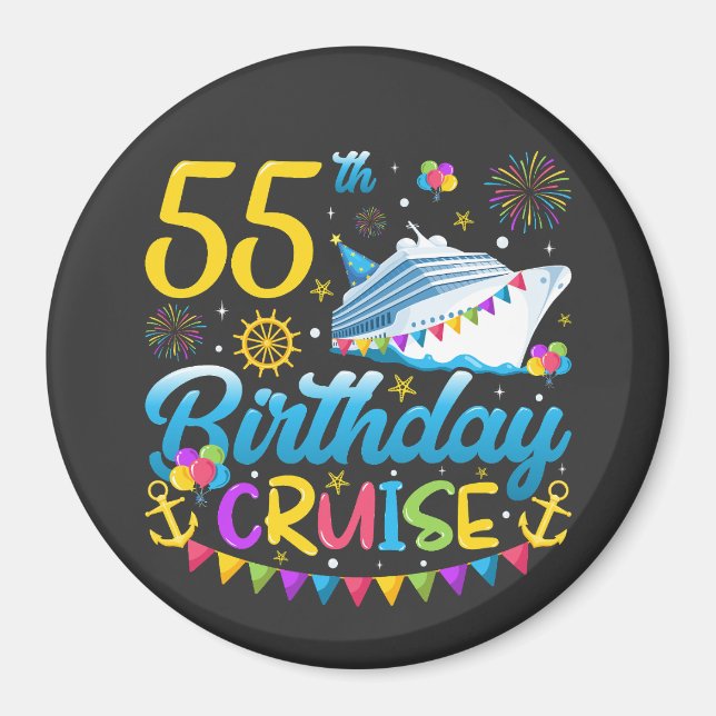 55th Birthday Cruise B-Day Party Circle Magnet (Front)