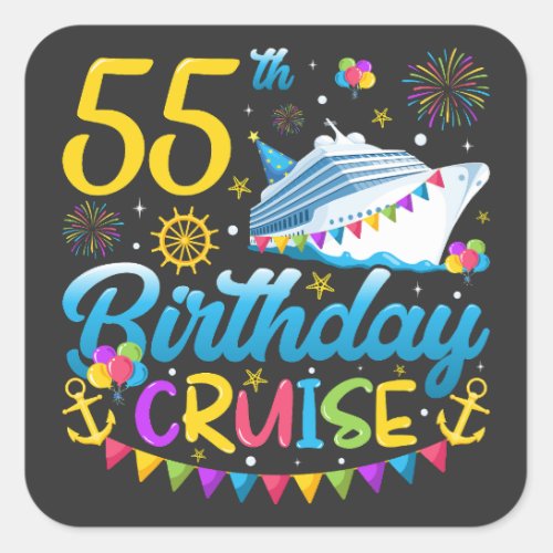 55th Birthday Cruise B_Day Party Square Sticker