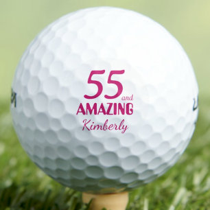 55th Birthday Elegant 55 and Amazing Pink Golf Balls
