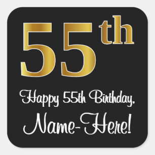 55th Birthday – Elegant Luxurious Faux Gold Look # Square Sticker