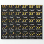 [ Thumbnail: 55th Birthday: Elegant Luxurious Faux Gold Look # Wrapping Paper ]