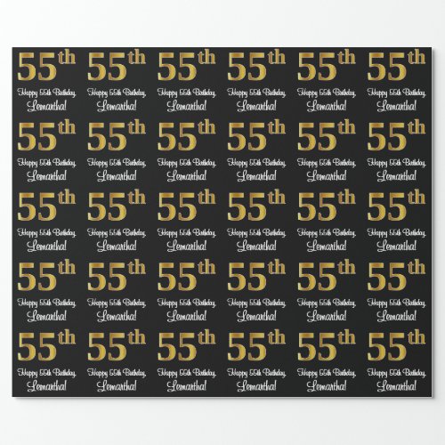 55th Birthday Elegant Luxurious Faux Gold Look  Wrapping Paper