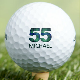 55th Birthday for Him - 55 Green Tartan Plaid Gift Golf Balls