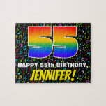 [ Thumbnail: 55th Birthday — Fun, Colorful Music Symbols & “55” Jigsaw Puzzle ]