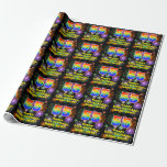 [ Thumbnail: 55th Birthday: Fun Fireworks, Rainbow Look # “55” Wrapping Paper ]
