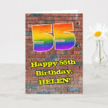 [ Thumbnail: 55th Birthday: Fun Graffiti-Inspired Rainbow 55 Card ]
