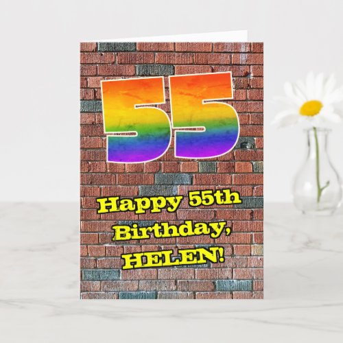 55th Birthday Fun Graffiti_Inspired Rainbow 55 Card
