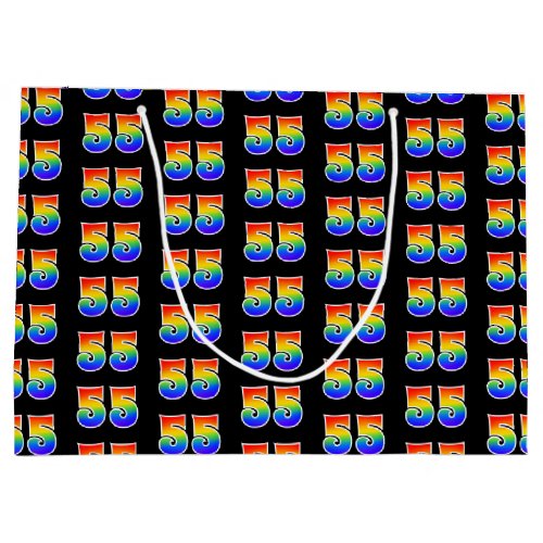 55th Birthday Fun Rainbow Event Number 55 Pattern Large Gift Bag