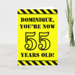 [ Thumbnail: 55th Birthday: Fun Stencil Style Text, Custom Name Card ]