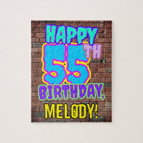 55th Birthday  Fun Urban Graffiti Inspired Look Jigsaw Puzzle