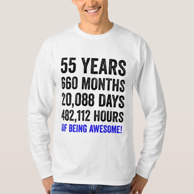 55th Birthday // Funny Men’s Birthday Countdown T-Shirt (Front)