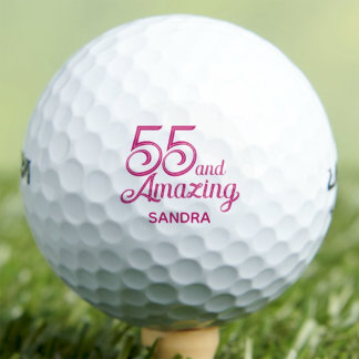 55th Birthday Gift for Friend Pink Stylish Custom Golf Balls