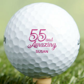 55th Birthday Gift for Mom Pink Elegant Custom Golf Balls