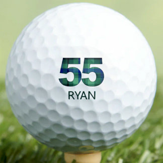 55th Birthday Gift for Son 55 Green Tartan Custom Golf Balls
