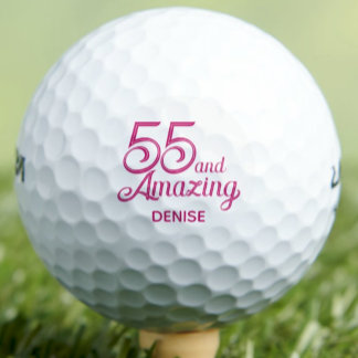 55th Birthday Gift Fun Pink Custom Name Golf Balls