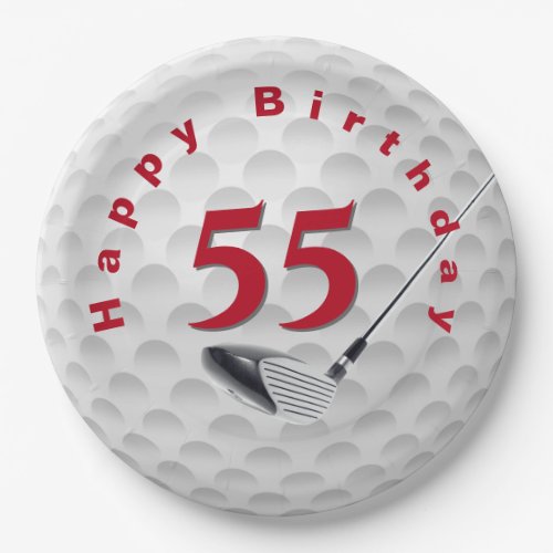 55th Birthday Golf Ball Design Paper Plate