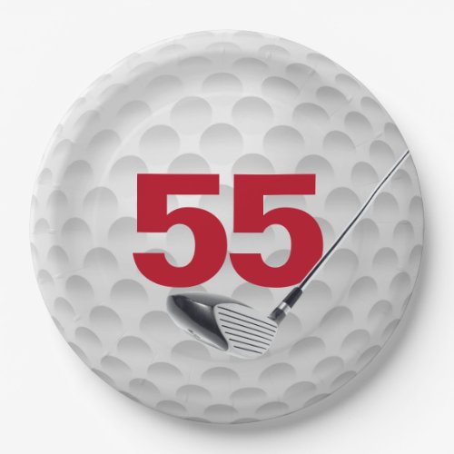 55th Birthday Golf Ball Design Paper Plate