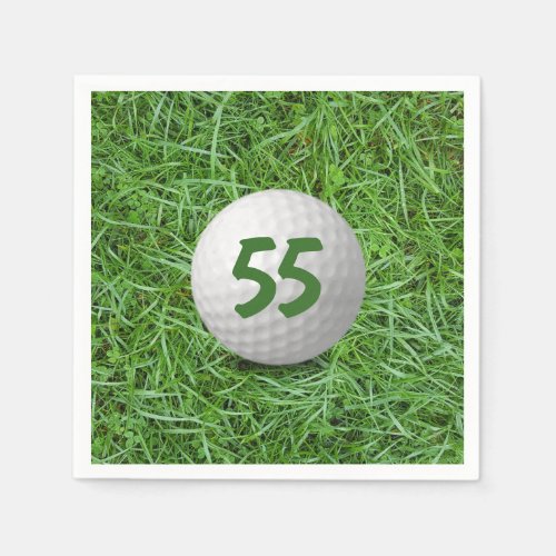 55th Birthday Golf Ball on Grass  Napkins
