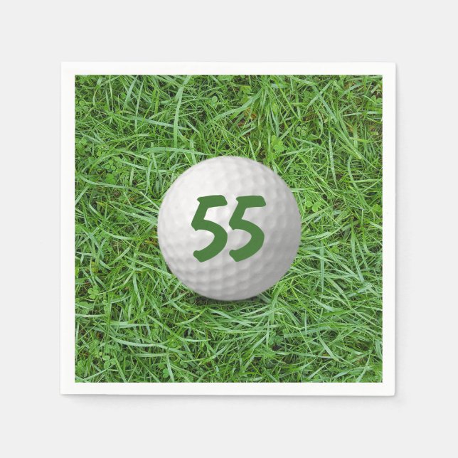 55th Birthday Golf Ball on Grass  Napkins (Front)