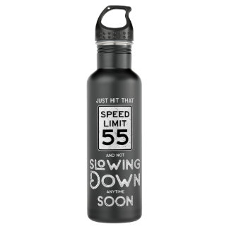 55th Birthday Idea Speed Limit Sign 55 mph Funny D Stainless Steel Water Bottle