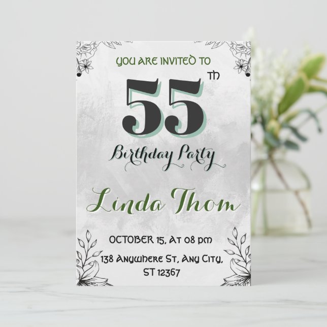 55th Birthday Invitation (Standing Front)