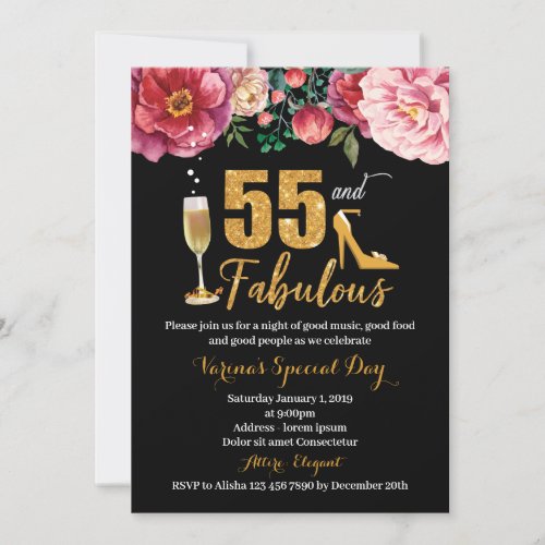 55th Birthday Invitation for Women