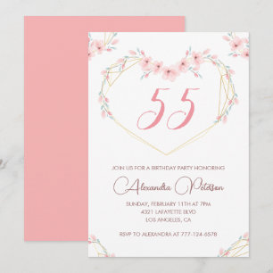 55th birthday invitations Boho Floral Elegant 
