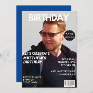 55th birthday invitations Men Him Magazine Cover