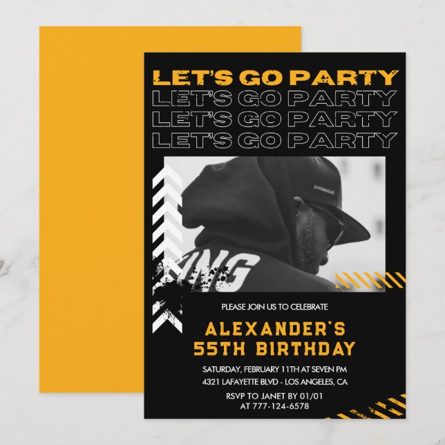 55th birthday invitations Men Photo Spray paint (Front/Back)
