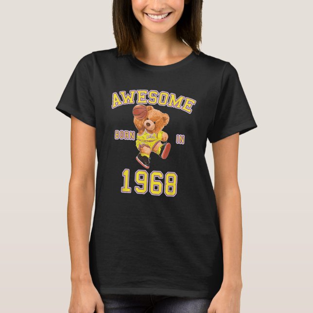 55th Birthday Men Ladies 1968 Awesome Basketball B T-Shirt (Front)