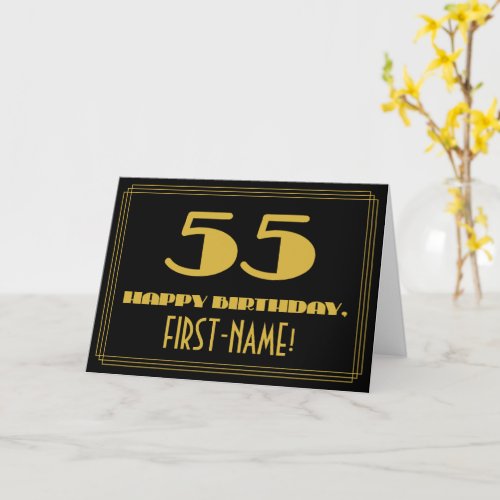55th Birthday Name  Art Deco Inspired Look 55 Card