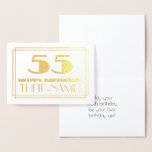 [ Thumbnail: 55th Birthday; Name + Art Deco Inspired Look "55" Foil Card ]
