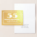 [ Thumbnail: 55th Birthday: Name + Art Deco Inspired Look "55" Foil Card ]