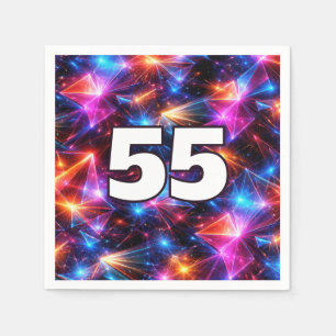 55th Birthday Neon Polygon Abstract Napkins