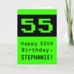 [ Thumbnail: 55th Birthday: Nerdy / Geeky Style "55" and Name Card ]