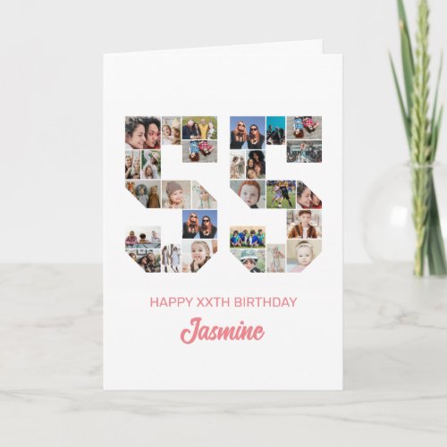 55th Birthday Number 55 Photo Collage Personalized Card