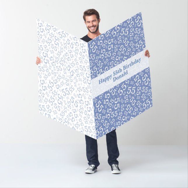 55th Birthday Number Pattern Blue/White Jumbo Card (In Situ)
