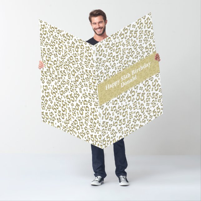 55th Birthday Number Pattern Gold/White Jumbo Card (In Situ)