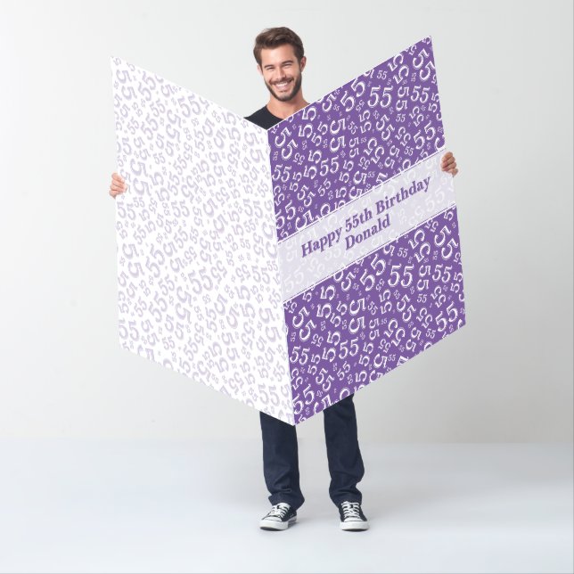 55th Birthday Number Pattern Purple/White Jumbo Card (In Situ)