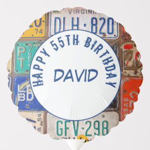 55th Birthday Old License Plates Balloon