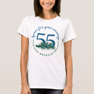 55th Birthday Or Anniversary Peacock Feathers T-Shirt